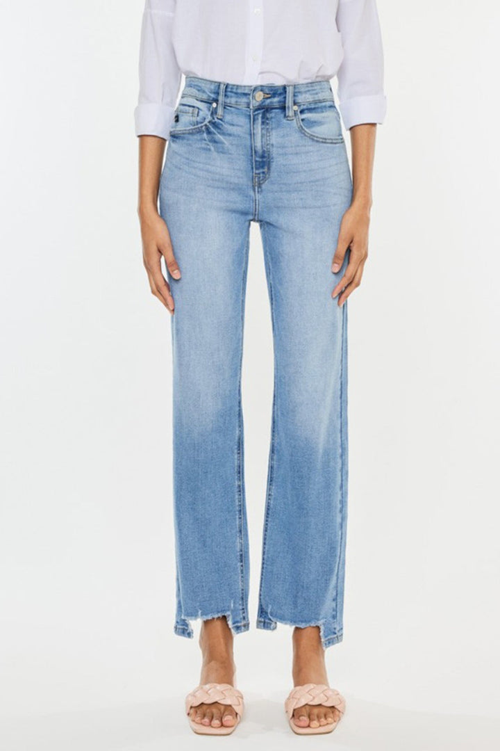 Stilla | Høj Talje Rå Kant Lige Jeans