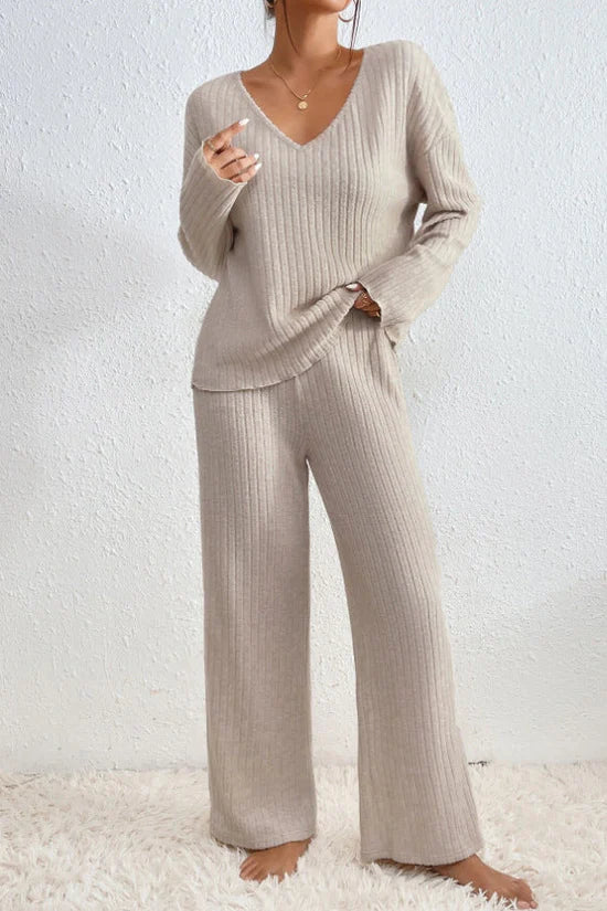 Stilla | Dame Ribstrik To-Delt Loungewear Sæt