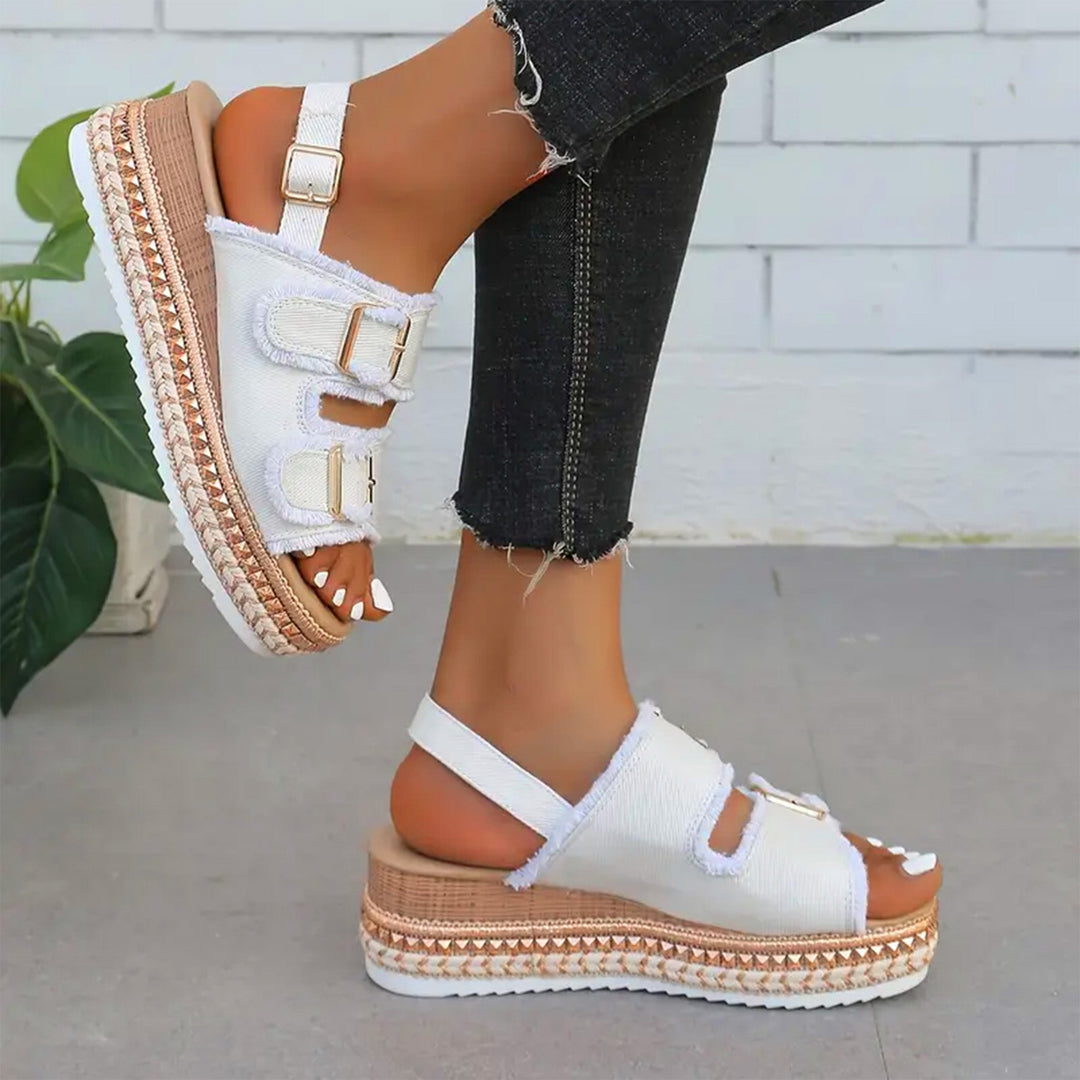 Stilla | Afslappet Denim Wedges
