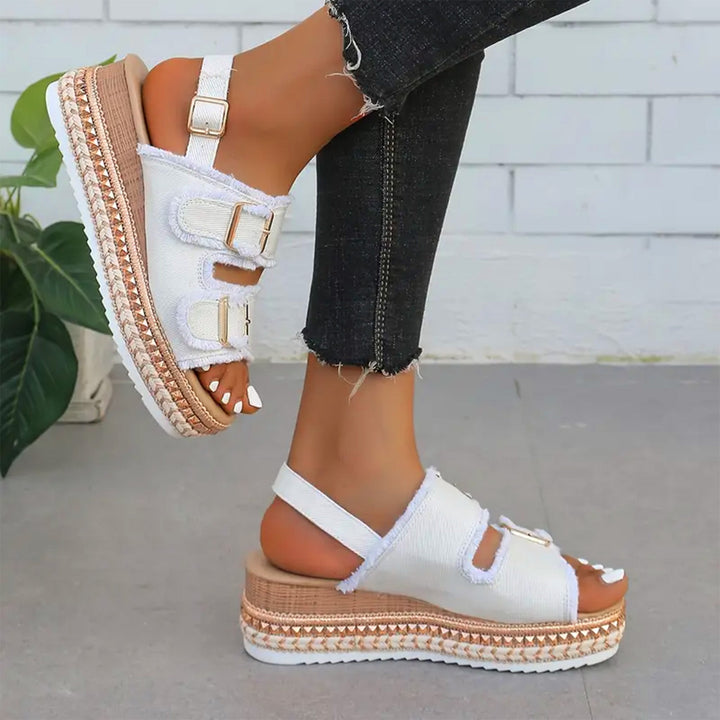 Stilla | Afslappet Denim Wedges