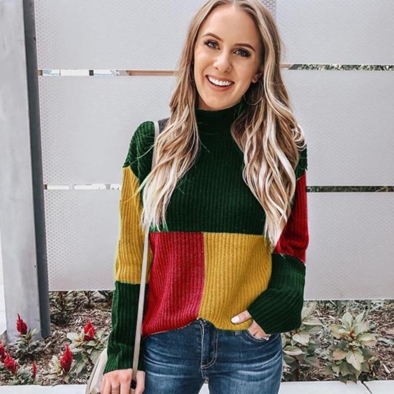 Stilla | Strikpullover Oversized Fit Blokmønster Blød og Varm