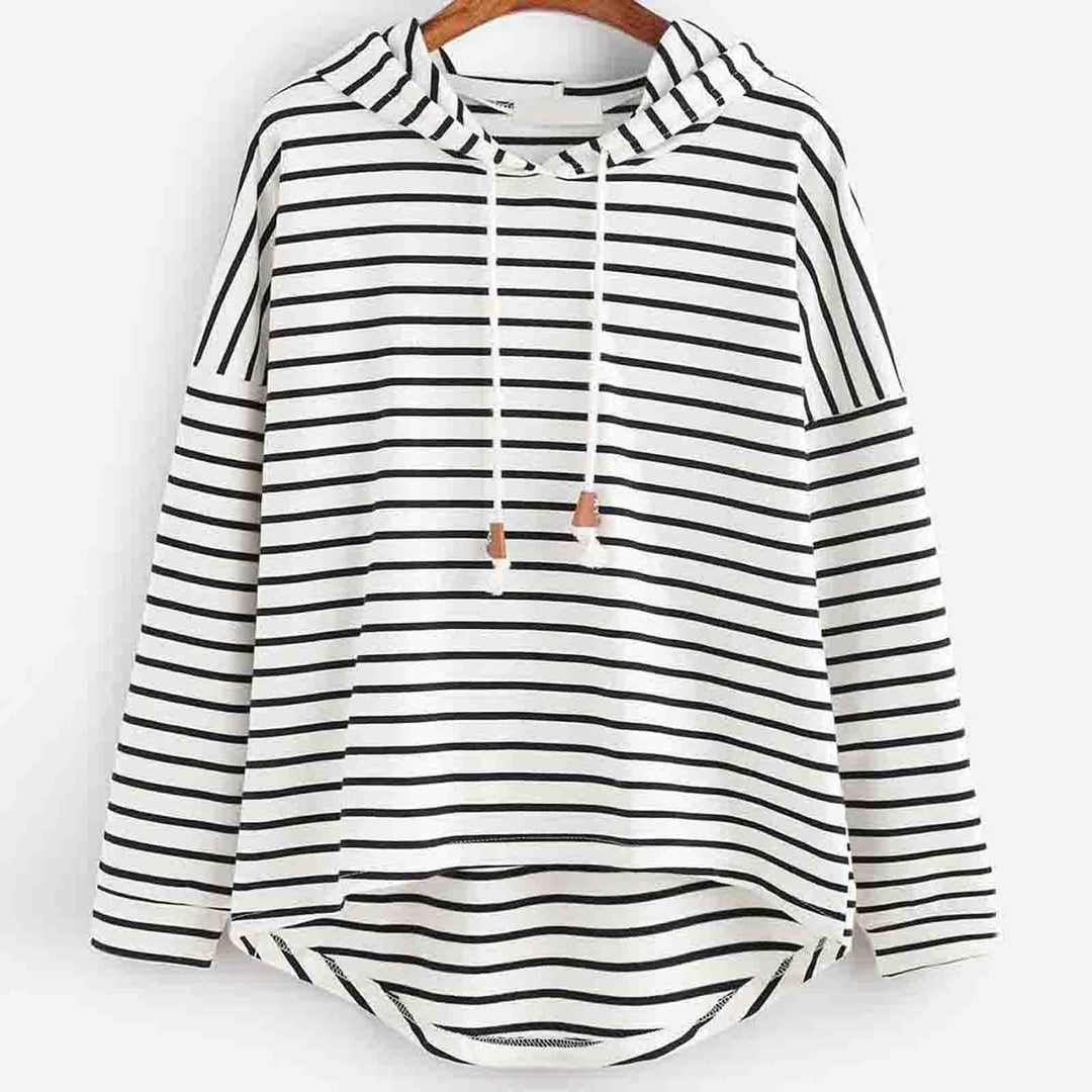 Stilla | Hoodie Stribet mønster Løs pasform Blødt strikmateriale med snørehuvud