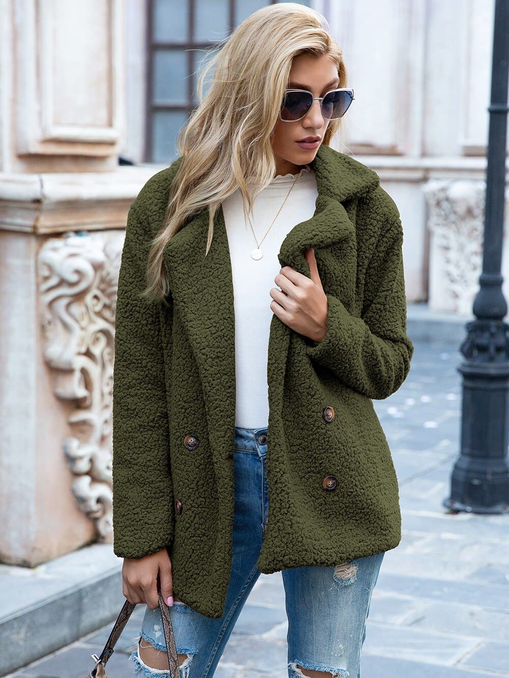 Stilla | Pelsjakke Dobbelt knaplukning Blød & Varm Teddy-struktur Elegant design