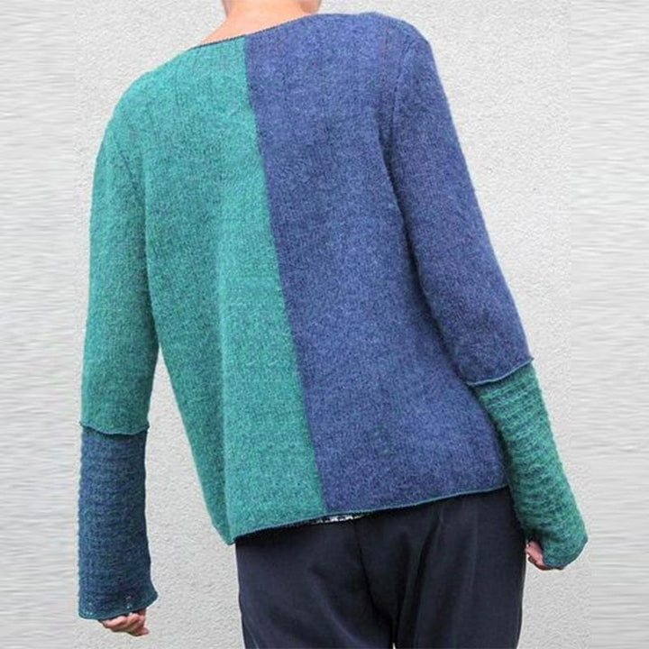 Stilla | Relaxed Fit Sweatshirt Farveblok Knap-Front Sweatshirt
