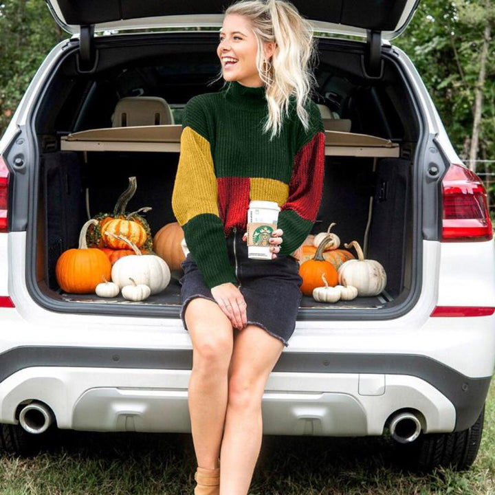Stilla | Strikpullover Oversized Fit Blokmønster Blød og Varm