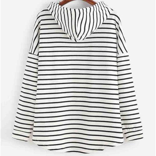 Stilla | Hoodie Stribet mønster Løs pasform Blødt strikmateriale med snørehuvud
