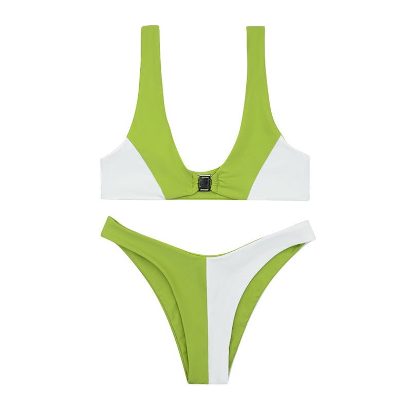 Dame bikini-sæt med dyb v-udskæring og elegant afslutningsdetalje Stilla