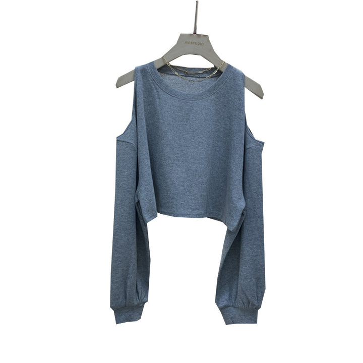 Kvindernes afslappede crop top med lange ærmer