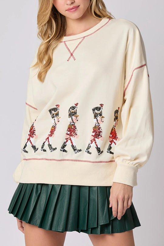 Stilla | Jule Soldat Pailletter Langærmet Fritids Sweatshirt
