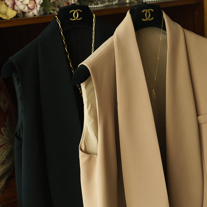 Dame løs blazer-vest med asymmetrisk snit og afslappede lommer Stilla