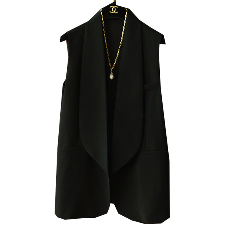 Dame løs blazer-vest med asymmetrisk snit og afslappede lommer Stilla