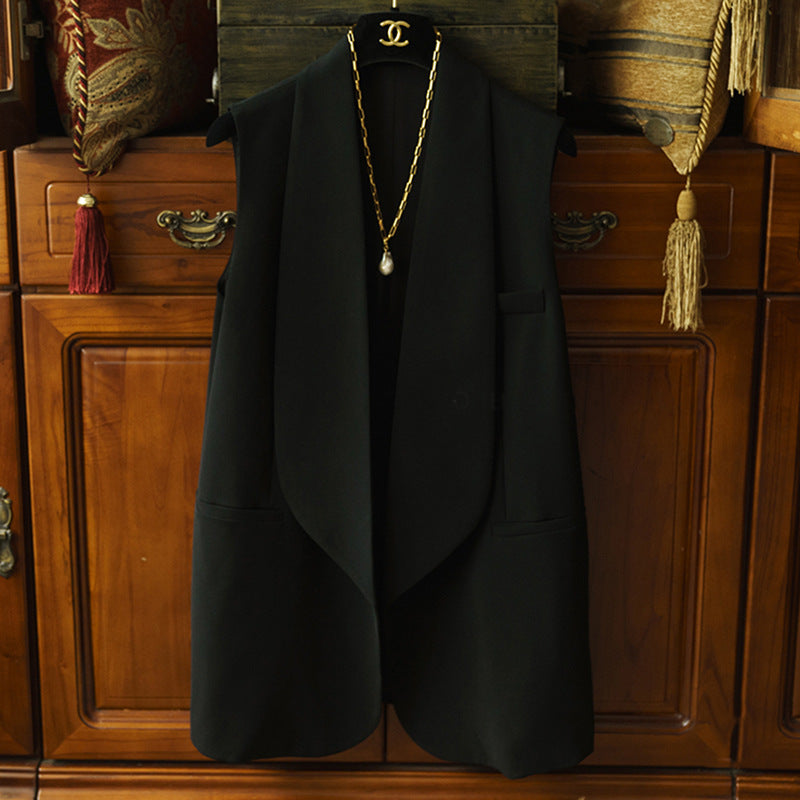 Dame løs blazer-vest med asymmetrisk snit og afslappede lommer Stilla
