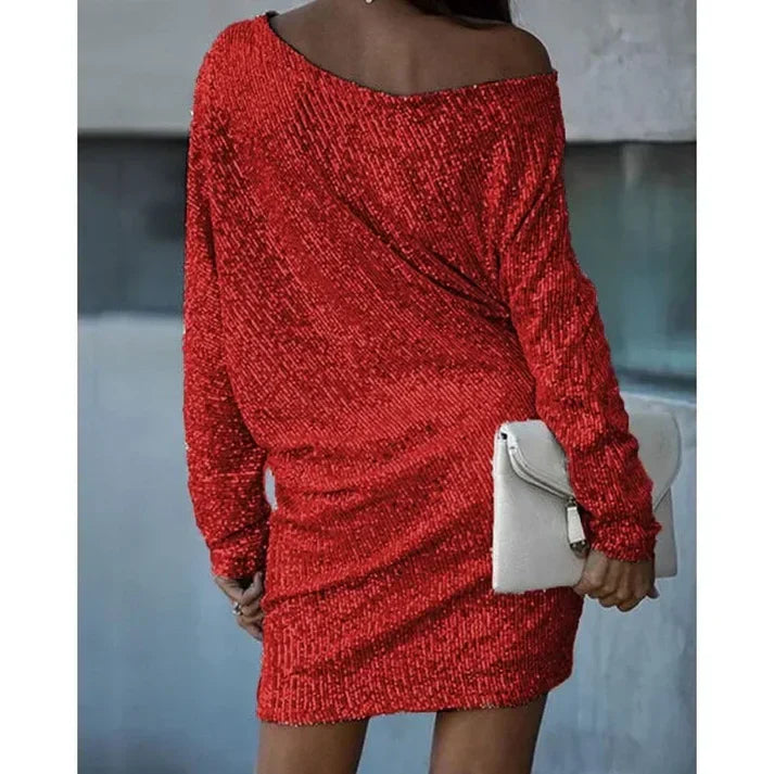Stilla | Off-shoulder sequin mini kjole