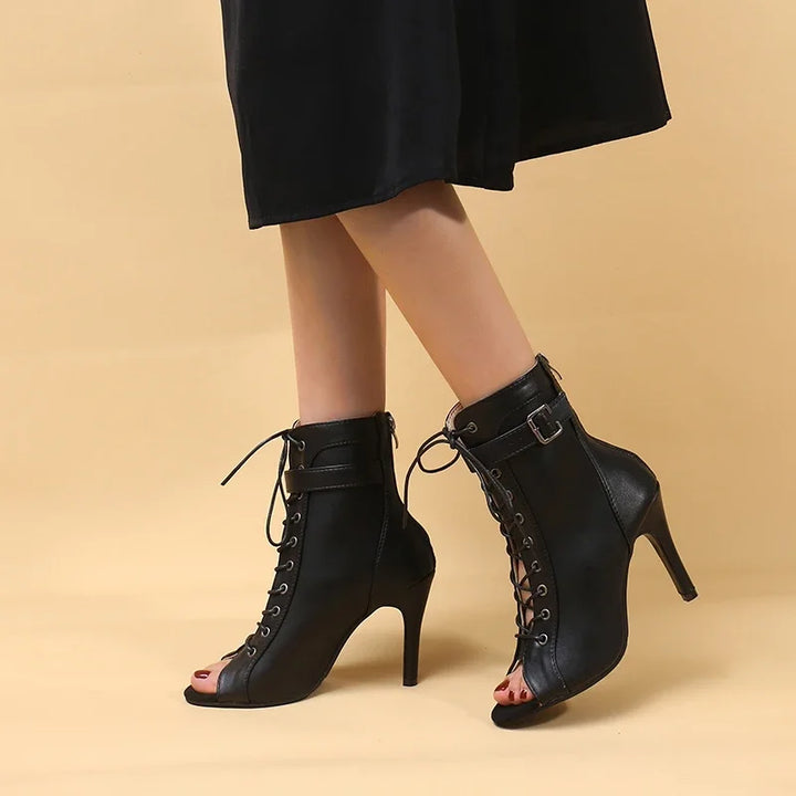 Stilla | Snørrestøvler Med Stiletthæl Og Peep Toe