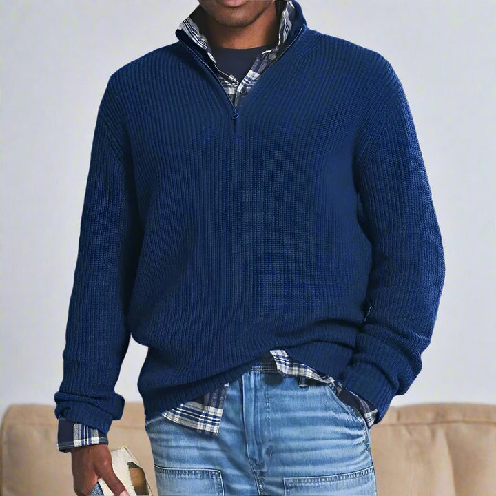 Stilla | Bomulds-Quarter-Zip-Pullover afslappet skåret sweatshirt