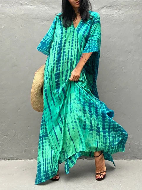 Stilla | Beach Beauty Kvinder Kaftan Print Sommer Maxi Kjole