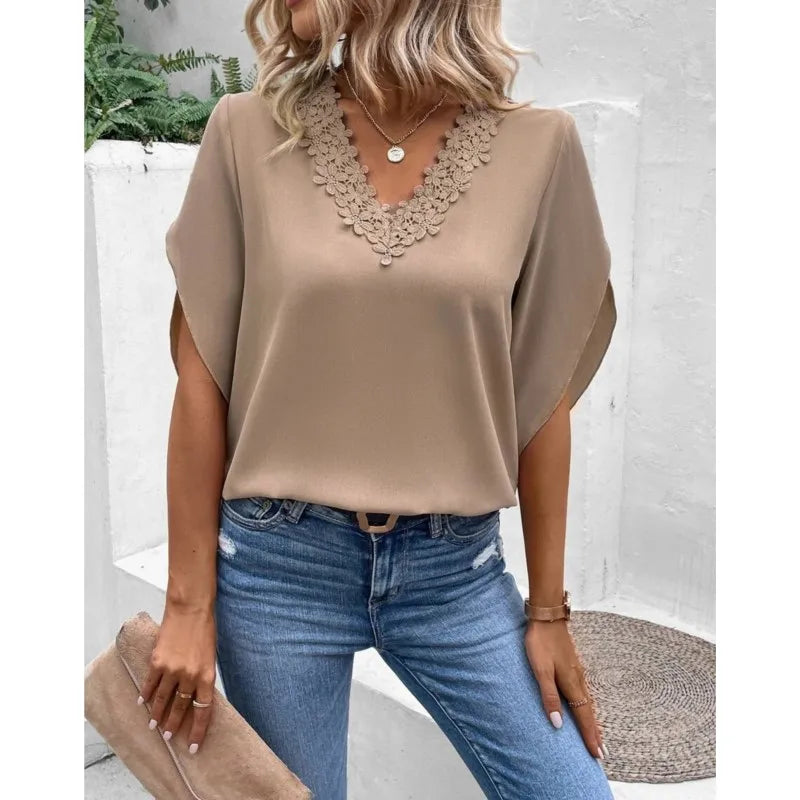 Stilla | Blouse Casual V-hals Blonder Bluse