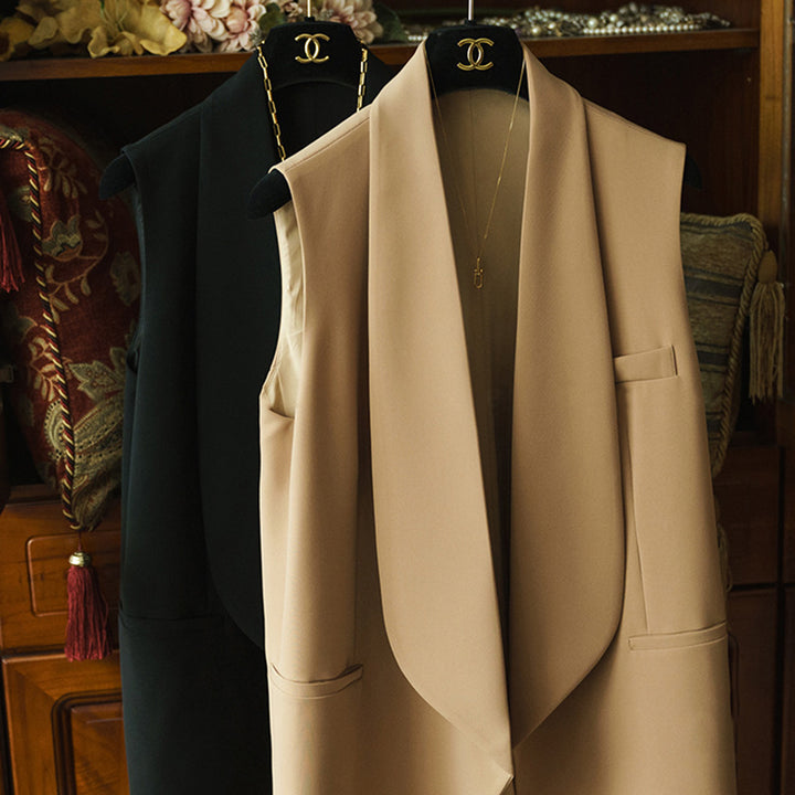 Dame løs blazer-vest med asymmetrisk snit og afslappede lommer Stilla