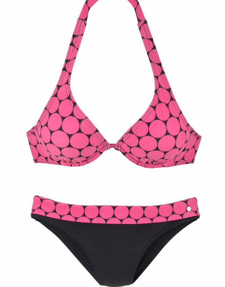 Dame Triangle-Bikini med polstrede kopper og kontrasterende trusser Stilla