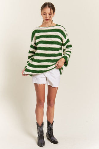 Stilla | Grønstribet Pullover