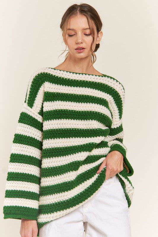 Stilla | Grønstribet Pullover