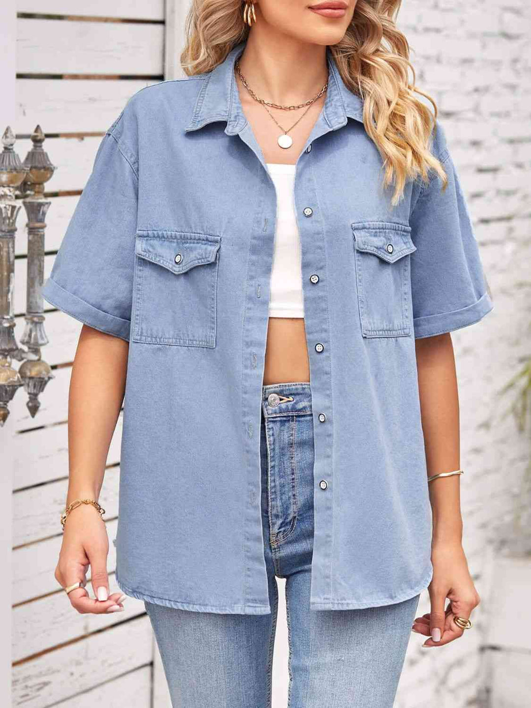 Stilla | Neck Kortærmet Denimjakke
