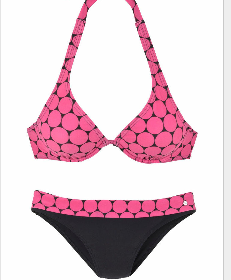 Dame Triangle-Bikini med polstrede kopper og kontrasterende trusser Stilla