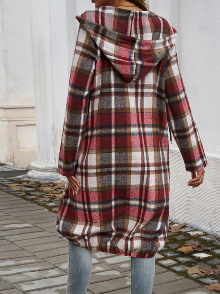 Stilla | Plaid Zip Up Hooded Coat