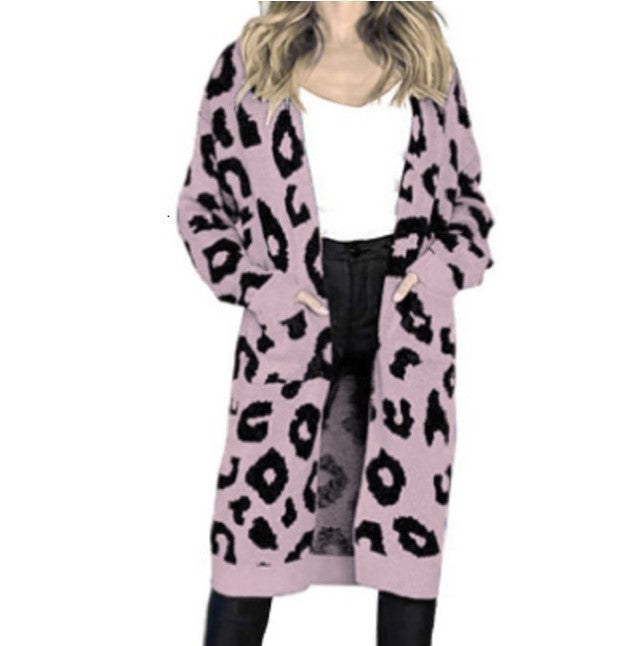 Kvinders chunky strik cardigan med dyreprint og praktiske lommer Stilla