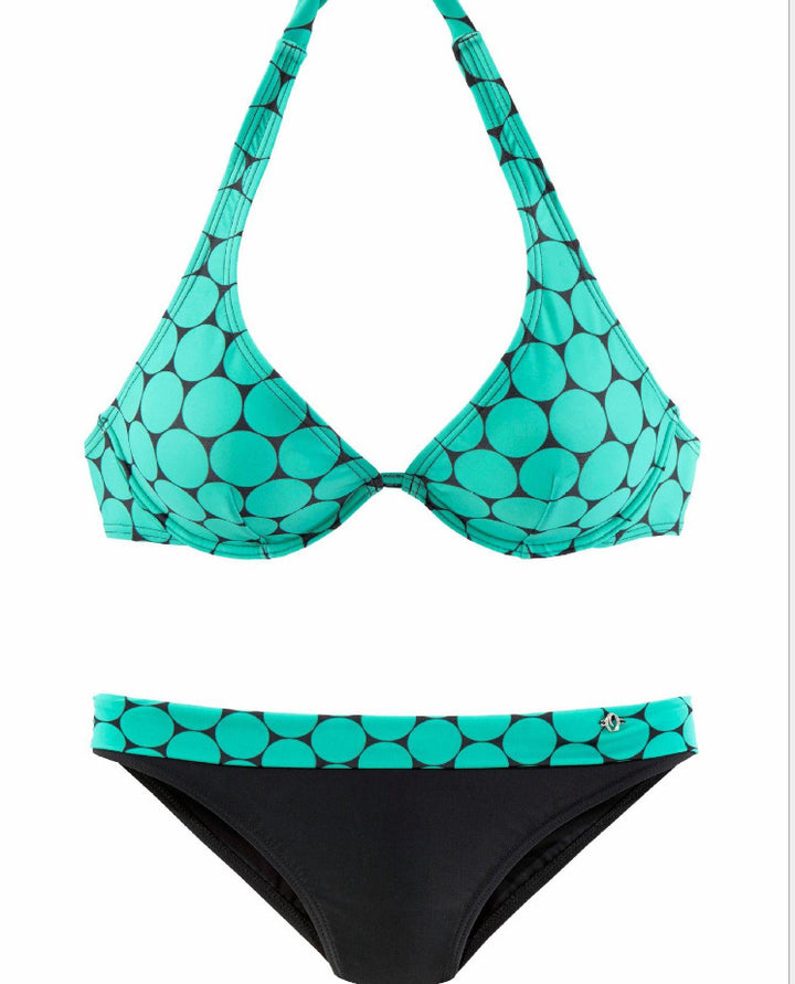 Dame Triangle-Bikini med polstrede kopper og kontrasterende trusser Stilla