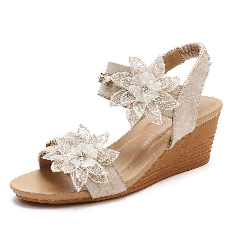 Dame Wedge-sandaler med blomsterdesign og komfortabelt fodseng Stilla