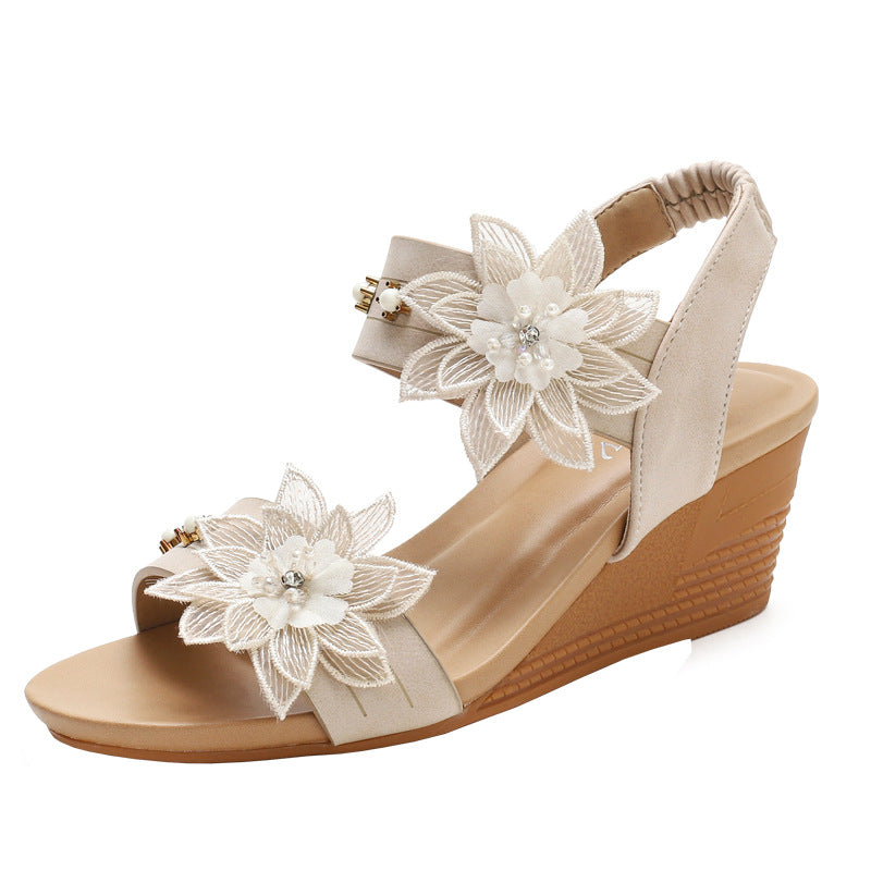 Dame Wedge-sandaler med blomsterdesign og komfortabelt fodseng Stilla