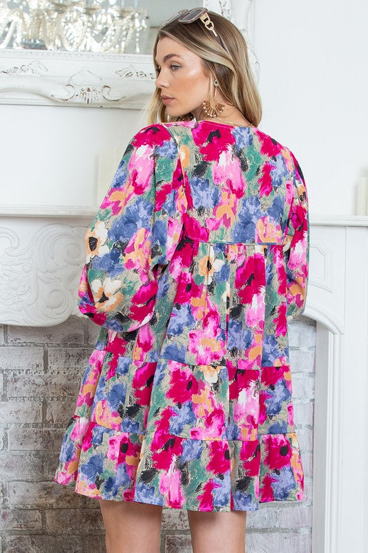 Stilla | Floral Bindebånd Skift Kjole