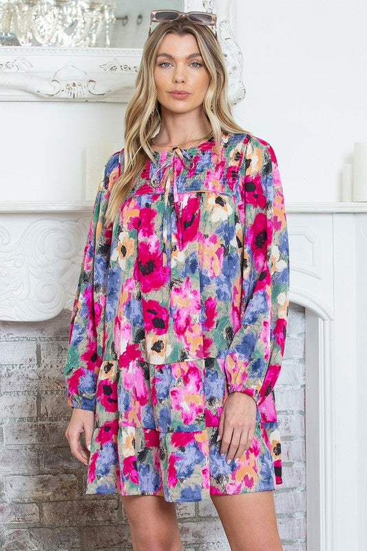 Stilla | Floral Bindebånd Skift Kjole