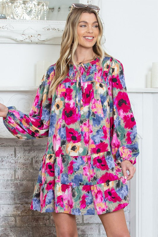 Stilla | Floral Bindebånd Skift Kjole