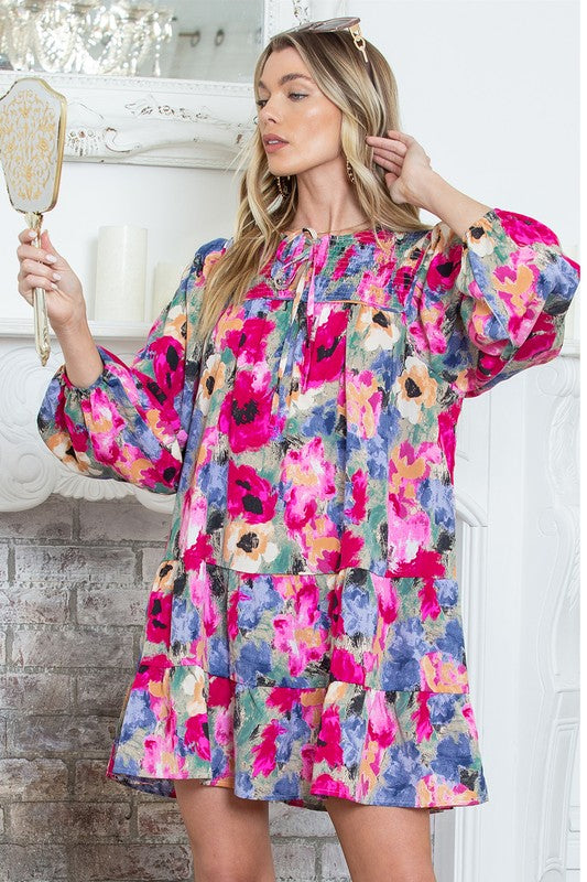 Stilla | Floral Bindebånd Skift Kjole