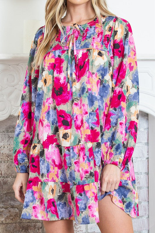 Stilla | Floral Bindebånd Skift Kjole