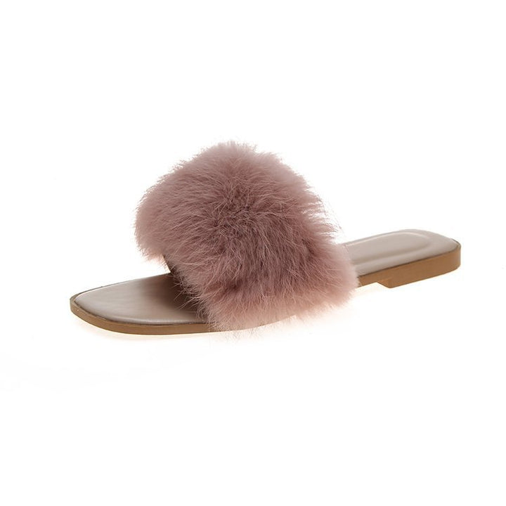 Dame Fluffy Pantoletten med blød pelsbetræk og skridsikker sål Stilla