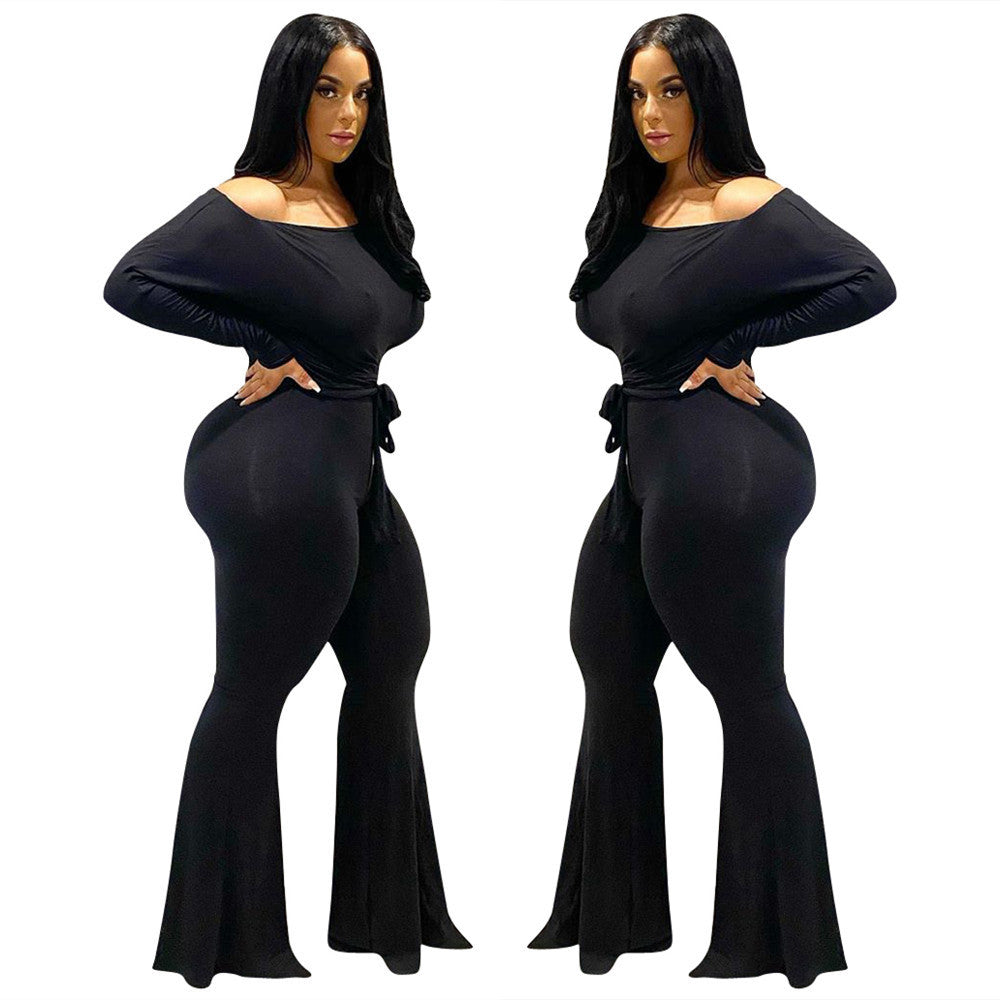 Dame Elegant Langærmet Jumpsuit med figursyet snit og bredt ben Stilla