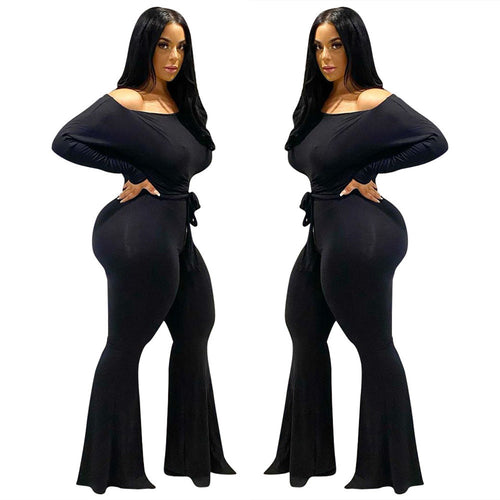 Dame Elegant Langærmet Jumpsuit med figursyet snit og bredt ben Stilla