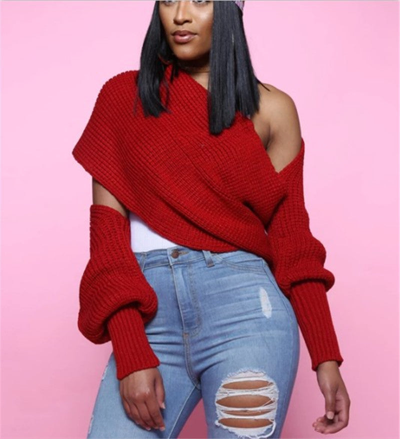 Dame Off-Shoulder Strikpullover med bred pasform og afslappet design Stilla