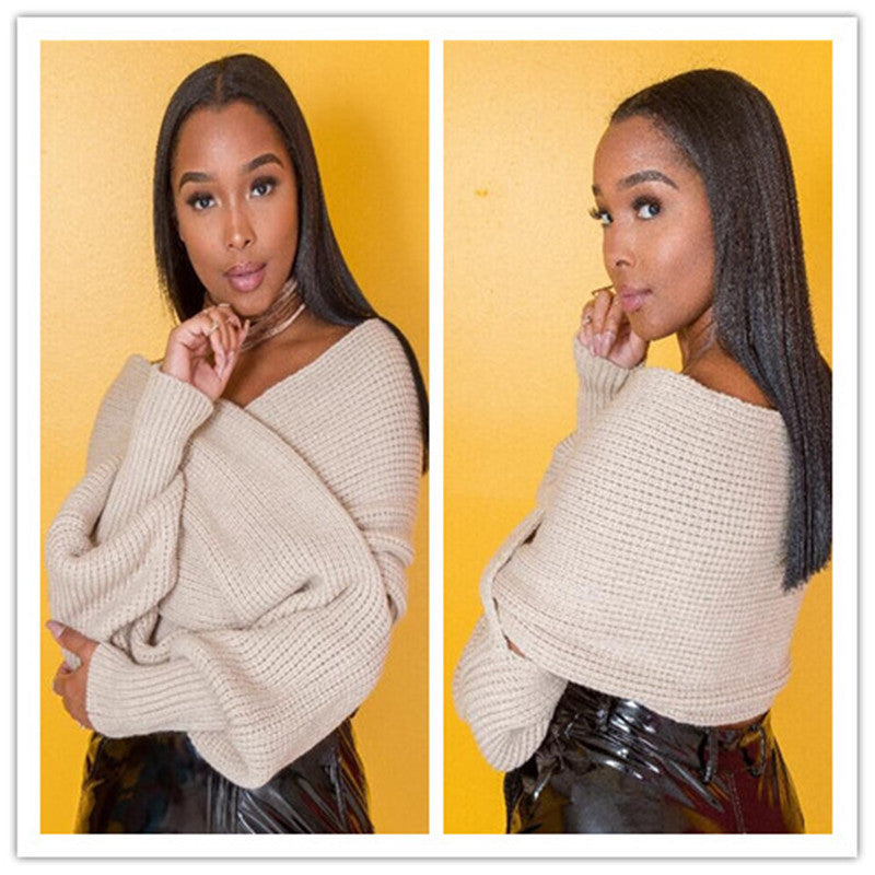 Dame Off-Shoulder Strikpullover med bred pasform og afslappet design Stilla