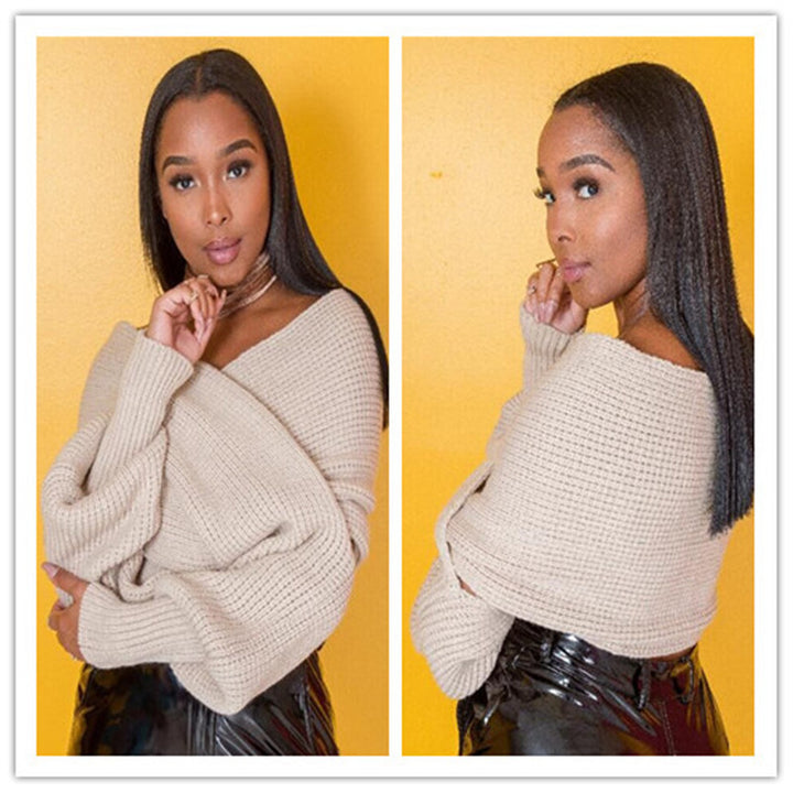 Dame Off-Shoulder Strikpullover med bred pasform og afslappet design Stilla