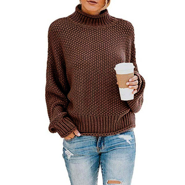 Dame hyggelig rullekrave sweater lavet af struktureret uld Stilla