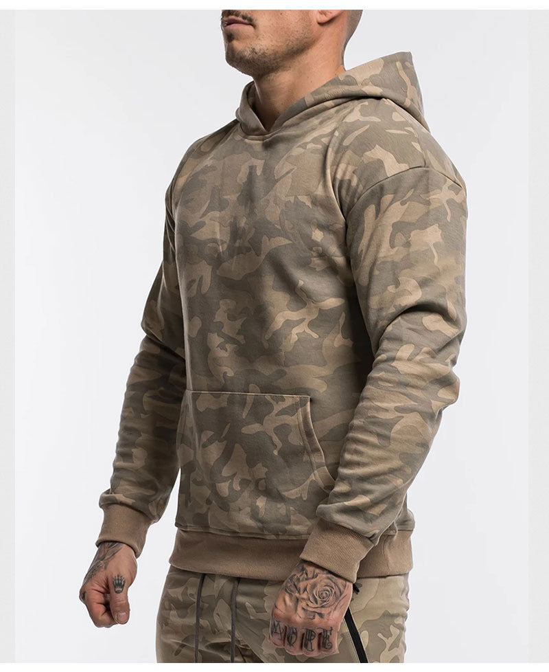Herrer Camo Hættetrøje i høj kvalitets sweatstof med praktisk kængurulomme Stilla