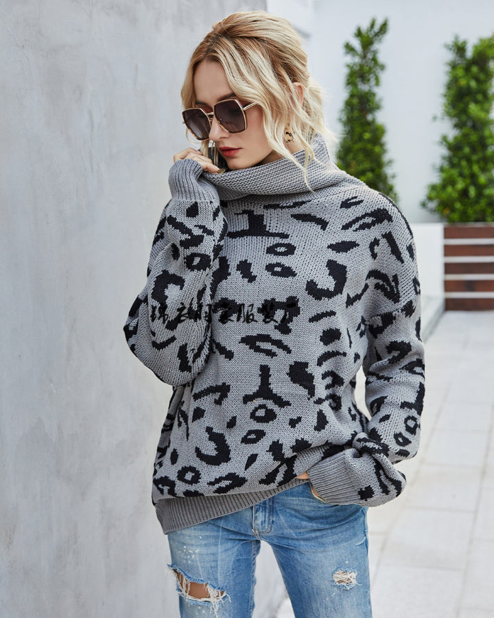 Dame fashion sweater med leopardmønster Stilla