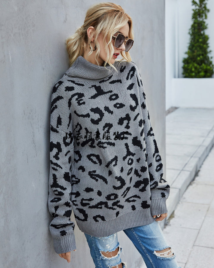 Dame fashion sweater med leopardmønster Stilla