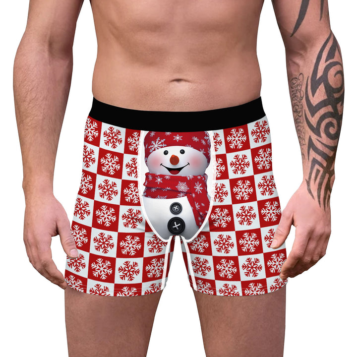 Herren Boxershorts med festligt snemand-design Stilla