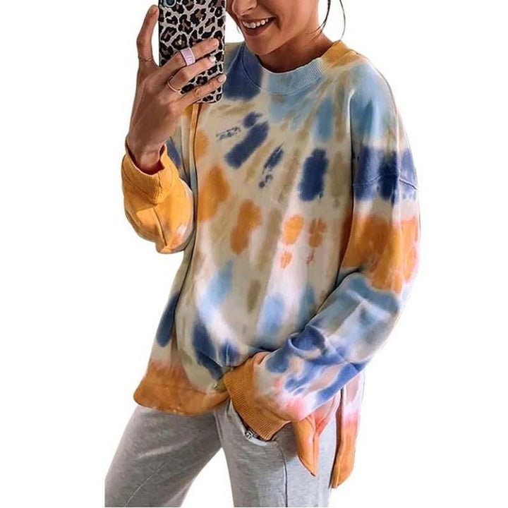 Kvinders afslappede tie-dye sweatshirt med oversized snit og komfortabel rund halsudskæring Stilla