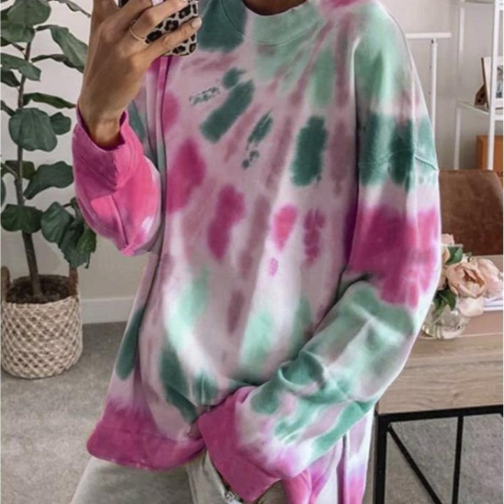 Kvinders afslappede tie-dye sweatshirt med oversized snit og komfortabel rund halsudskæring Stilla